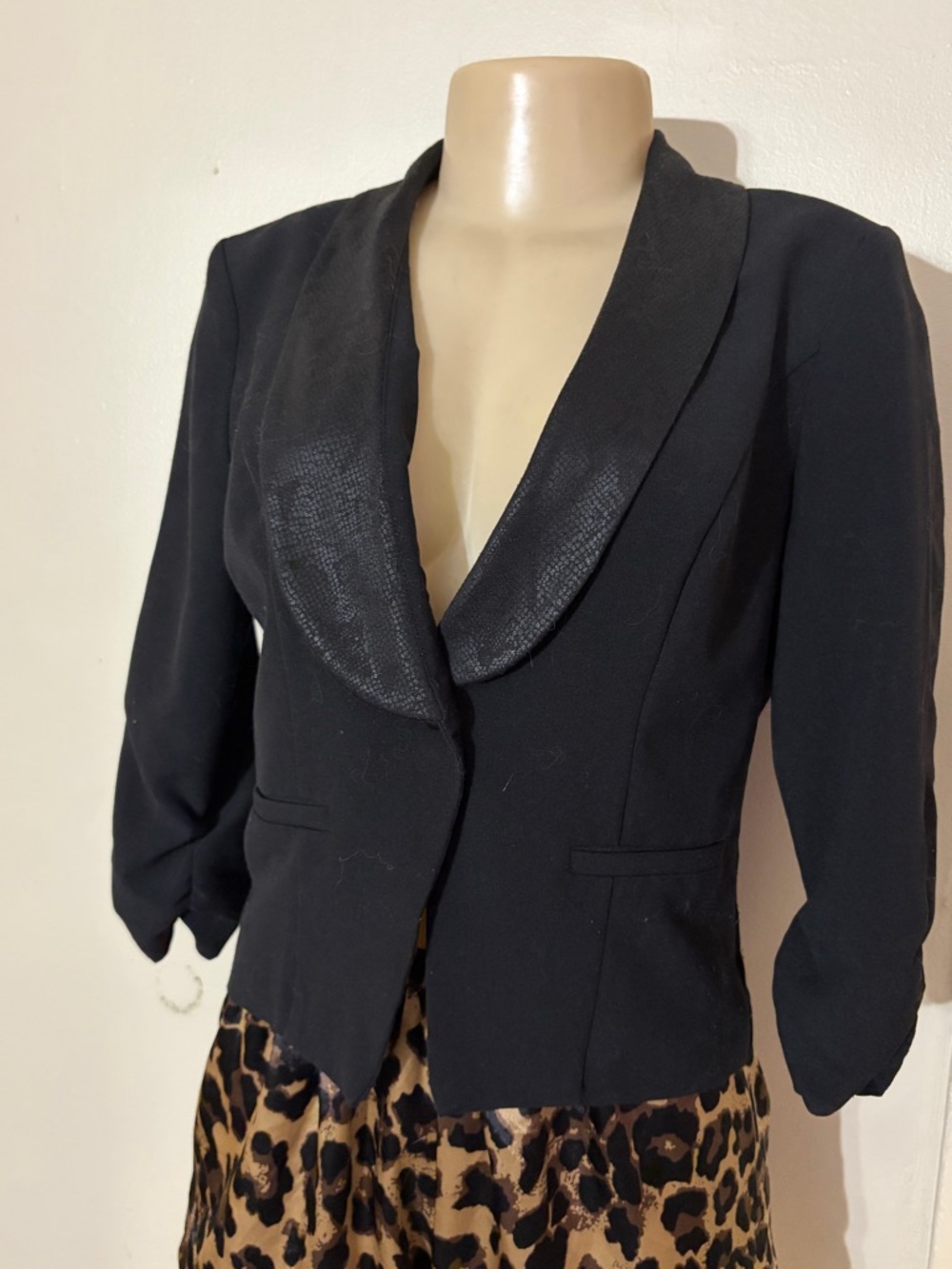 BCX Black Blazer with Satin-Look Shawl Collar